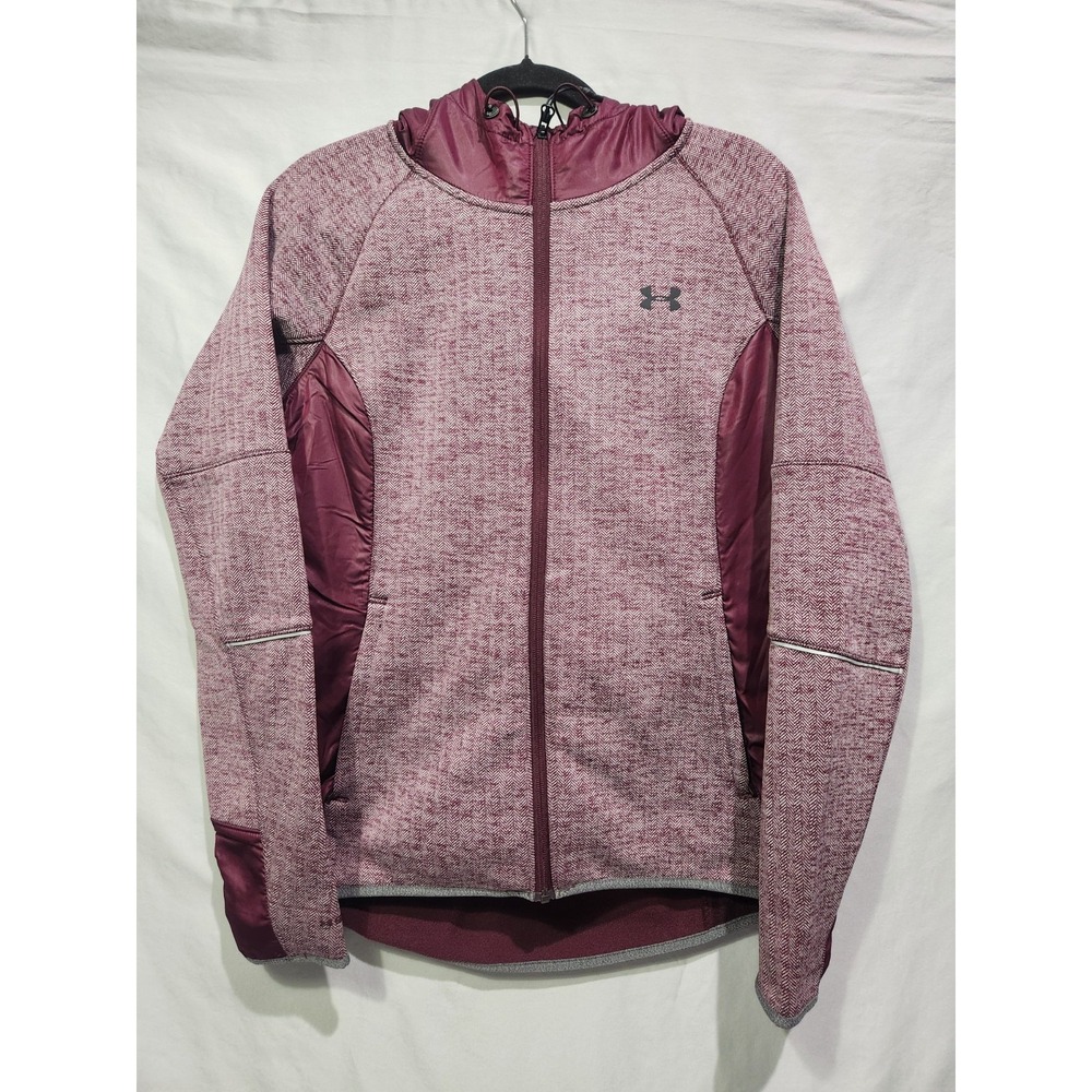 Under Armour Storm Cold Gear Womens Swacket Burgundy Herringbone Sz Medium